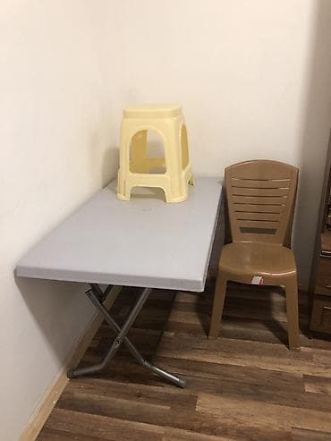 Plastik mebel dəsti - Böyük ölçülü qatlanan masa: Açıq boz rəngli