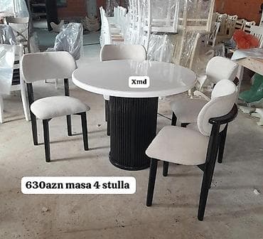 goranboy mebel instagram: Mətbəx üçün, Yeni, Açılmayan, Yumru masa, 4 stul — 1