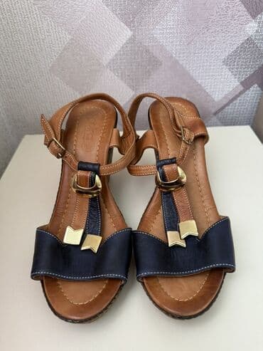 женские босоножки на широкую ногу: Размер: 40, цвет - Синий, Новый — 1