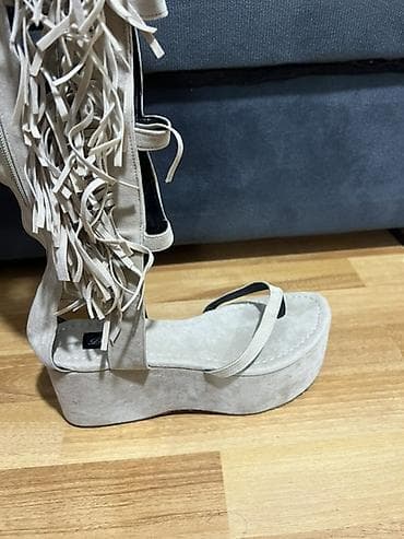 yunan sandalları: Ölçü: 38.5, rəng - Bej, Yeni — 3