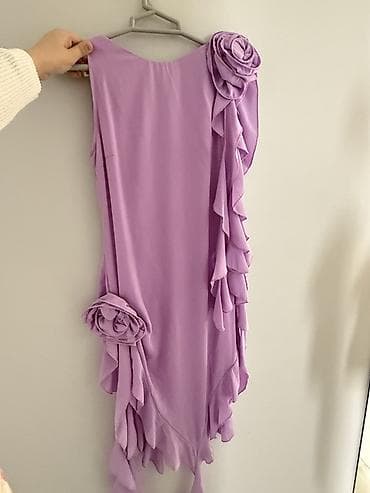 hamile don: Bənövşəyi rəngdə zərif geyim - Model: asimmetrik kəsimli, yanları — 1