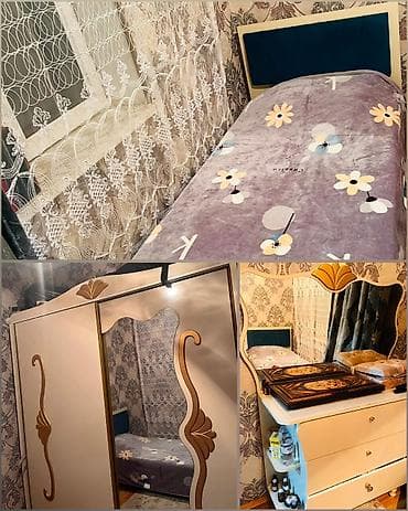 9 лет: Для девочки и мальчика, Б/у, Односпальная кровать, Трюмо, Тумба, Шкаф — 1