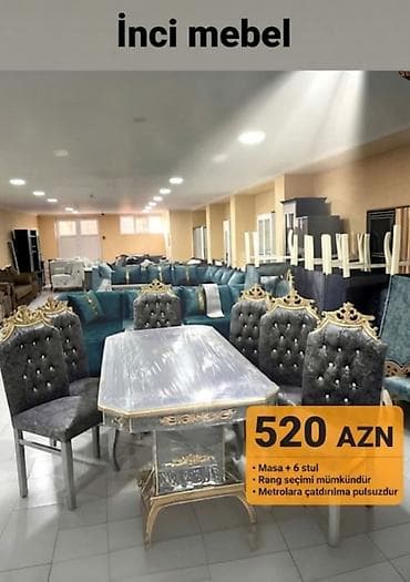 Ev və bağ: Qonaq otağı üçün, Yeni, Açılmayan, Dördbucaq masa, 6 stul — 1