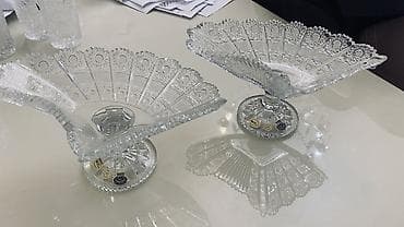 Kristal şirniyyat/ meyvə qabları dəsti - Dəst: 2 ədəd ayaqlı kristal