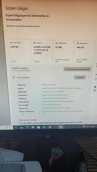 komputer dəst: HP Compaq Elite 8300 MT masaüstü kompüter Texniki göstəricilər: - — 2