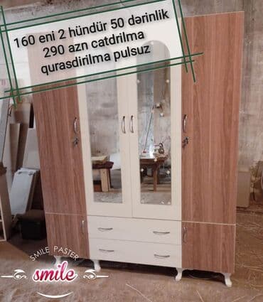 4 qapili dolab: Yeni, Açılan, 4 qapılı Düz dolab, Qarderob, paltar dolabı, Azərbaycan — 17