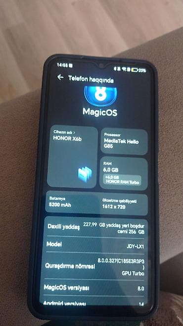 bm10 mini telefon: Honor X6b, 256 GB, rəng - Qara, Face ID — 4