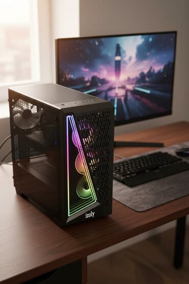 Корпусы ПК: Gaming masaüstü kompüter (izoly brendli RGB korpus) videokarta: amd — 1