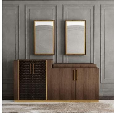 4 qapılı, Güzgülü, Qəhvəyi, Digər material, Açılan, Düz dolab