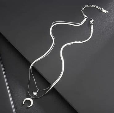 qizil sepler kisi ucun: Gümüş rəngli ikiqat boyunbağı seti - Dizayn: İki qatlı kombin – biri — 6