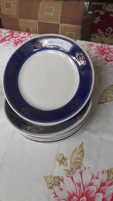 unitazlar ve qiymetleri: Boşqablar, 6 ədədli dəst, rəng - Mavi, Farfor — 1