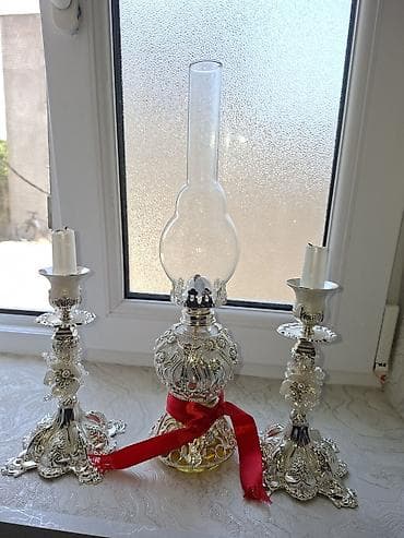 sam: 3-lü dekorativ dəst – klassik kerosin lampası və 2 şamdan - Dəst — 2