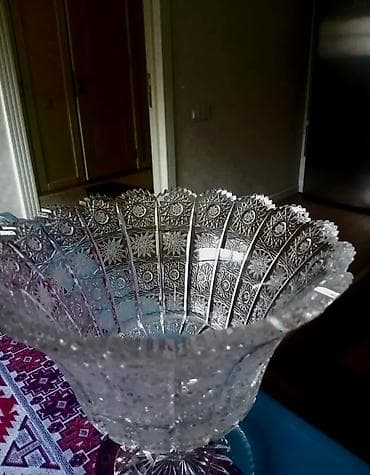 meyve qablari: Tom Bohemia kəsimli kristal ayaqlı meyvə/qənd qabı - Material: 24% — 4