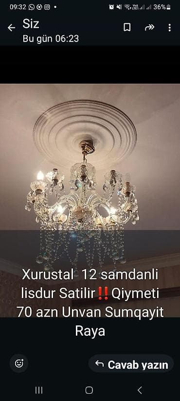 Sandıqlar: Çılçıraq, 10 və daha çox lampa, Xrustal — 1
