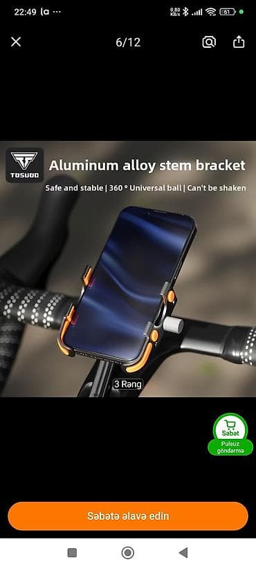 Велоаксессуары: TOSUOD alüminium ərintisindən velosiped üçün telefon tutacağı - — 6