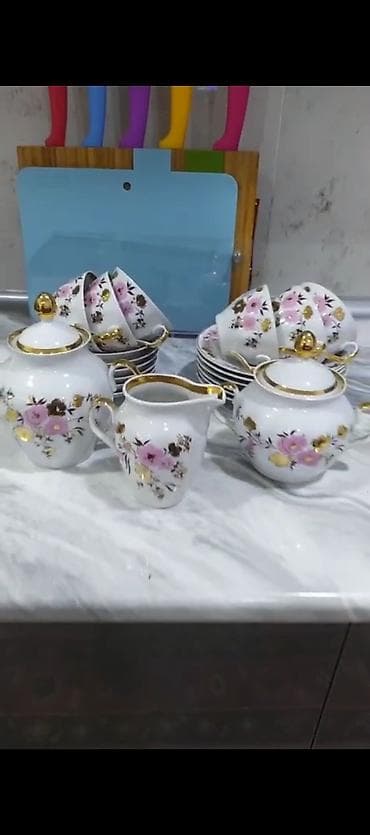 Çay dəsti, rəng - Ağ, Farfor
