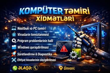 Ремонт кухонных плит, духовок: Kompüter təmiri xidmətləri Təklif olunan xidmətlər: - Noutbuk və PC — 1