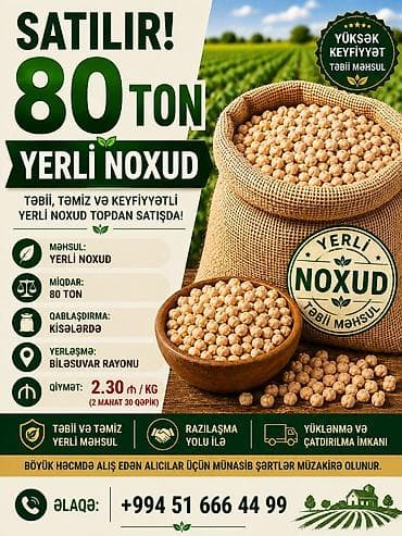 Məhsul: Yerli noxud Miqdar: 80 ton (topdan satış) Məhsul lalafo.az -da Məhsul: Yerli noxud Miqdar: 80 ton (topdan satış) Məhsul