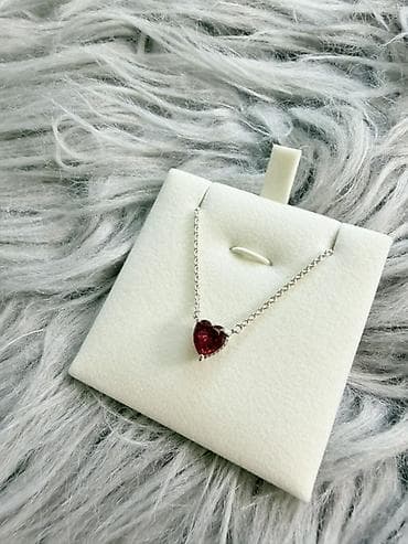 boyun bagi: PANDORA ORIGINAL Gümüş rəngli zəncirli boyunbağı – qırmızı ürək — 2