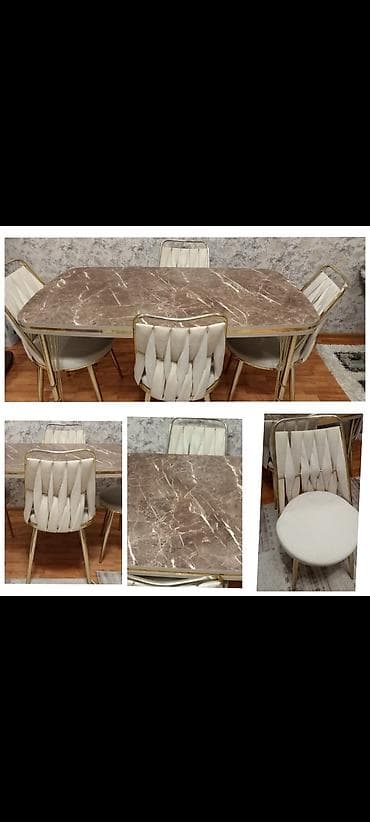 06 sekilleri cekmek: Qonaq otağı üçün, İşlənmiş, Açılmayan, Kvadrat masa, 4 stul — 1