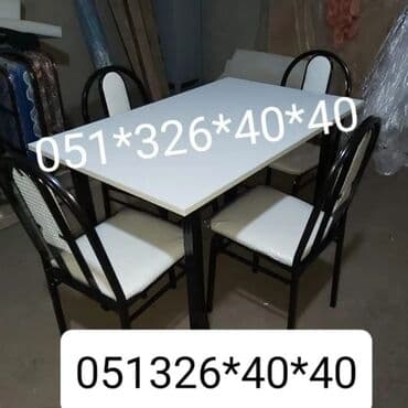 Masa və oturacaq dəstləri: Qonaq otağı üçün, Yeni, Dördbucaq masa, 6 stul — 6