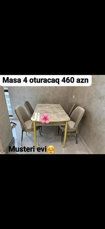 stol stul embawood stullar: 4 oturacaqlı açılıb-böyüyən masa dəsti. Masa qapalı vəziyyətdə 80x130 — 6
