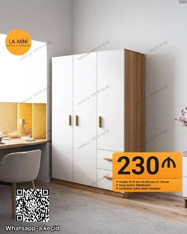 Açılan, 3 qapılı Düz dolab, Qarderob, paltar dolabı