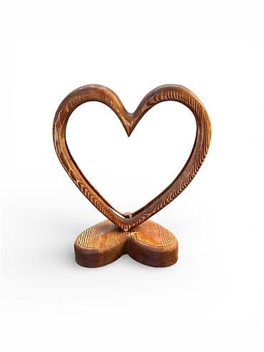 boks sekilleri: Taxta ürək formalı LED masa lampası - Material: təbii ağacdan — 1