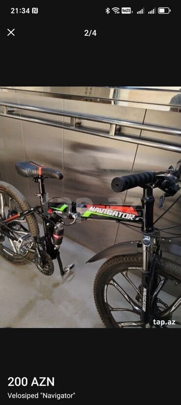 sumqayit velosiped satisi: Navigator velosipedi - Rəng: qara, yaşıl və narıncı detal və loqo — 2