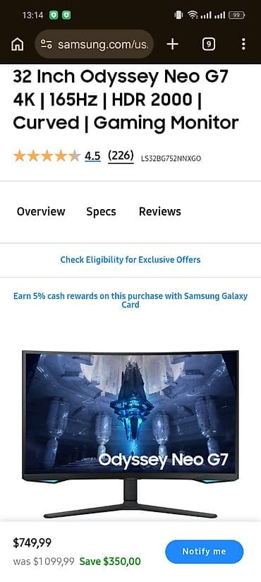 mini wi fi: Gaming monitor Samsung Odyssey G7 Néo 4k 32 165hz — 1
