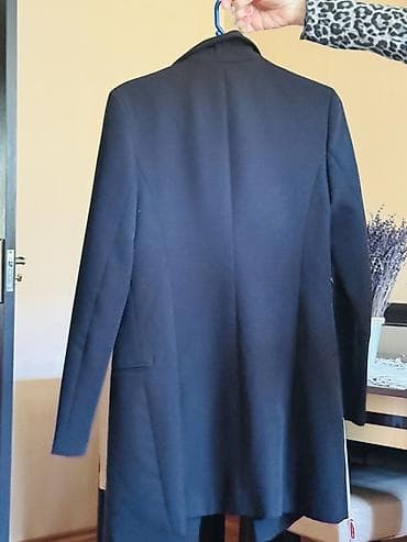 pidjak: Qadınlar üçün qara uzun blezer/palto tipli üst geyim - Model: ikiqat — 2