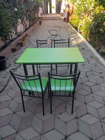 toxunma saplar satisi: Yeni, Dördbucaq masa, 4 stul, Açılmayan, Stullar ilə, Metal, Azərbaycan — 2