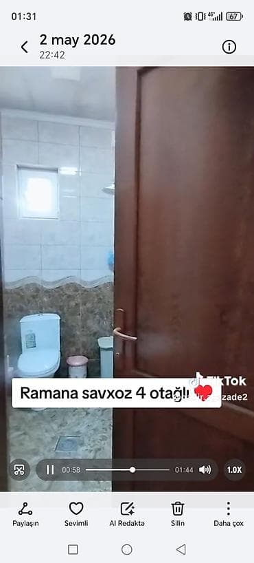 ramanada satilan bina evleri: Ramana sovxoz ərazisində 4 otaqlı mənzil/ev. Xüsusiyyətlər: - Geniş — 3