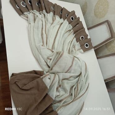 жалюзи в баку цены: Pərdə – halqali model - Rəng: krem və qəhvəyi kombinasiya - Stil — 2