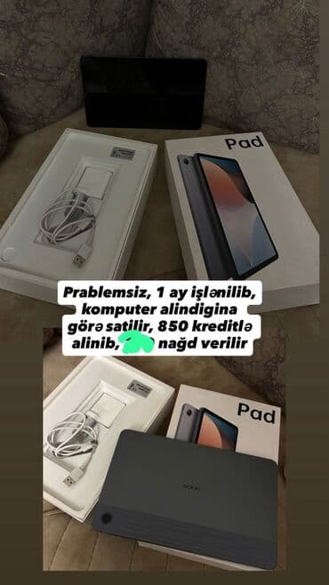 OPPO Pad planşet - Rəng: Boz - Komplektasiya: Orijinal qutu, USB lalafo.az -da OPPO Pad planşet - Rəng: Boz - Komplektasiya: Orijinal qutu, USB