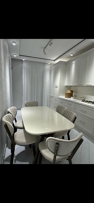 kuxna stol: Mətbəx üçün, Açılmayan, Oval masa, 6 stul — 2