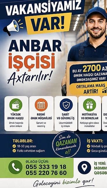 anbar iş: Yükvuran fəhlə tələb olunur — 1