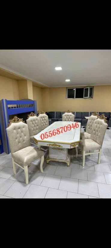 oturacaq dəstləri: Qonaq otağı üçün, Yeni, Açılmayan, Dördbucaq masa, 6 stul — 3