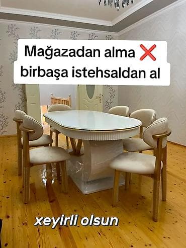 Для гостиной, Новый, Нераскладной, Овальный стол, 6 стульев — 1