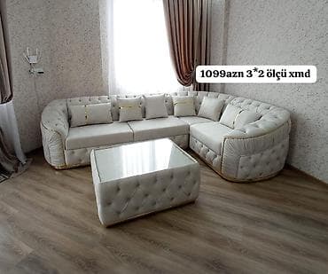 taxt dəsti: Künc divan dəsti - Modell: yumru künclü, klassik kapitone işləməli - — 1