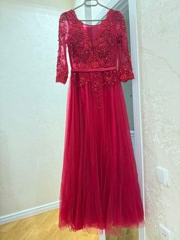 prakata donlar: Qırmızı gecə/libas - Rəng: dərin qırmızı (şərab tonu) - Model: Uzun — 1