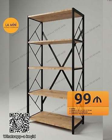 metbex refi: Sənaye üslubunda metal karkaslı rəf sistemi (stellaj) - Material: Toz — 1