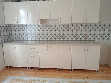 Ağ rəngli modul mətbəx mebeli dəsti - Üst və alt hissələrdən ibarət