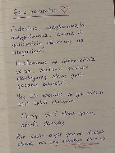 online operator isi: Köməkçi, Qadın, Təcrübəsiz, Dəyişən qrafik — 1