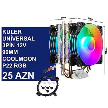 intel core i5: Kulerlər/Fanlar/Breketlər ⭐10xFan 80x80mm 12v Qarışıq pin Qara - 30 — 8