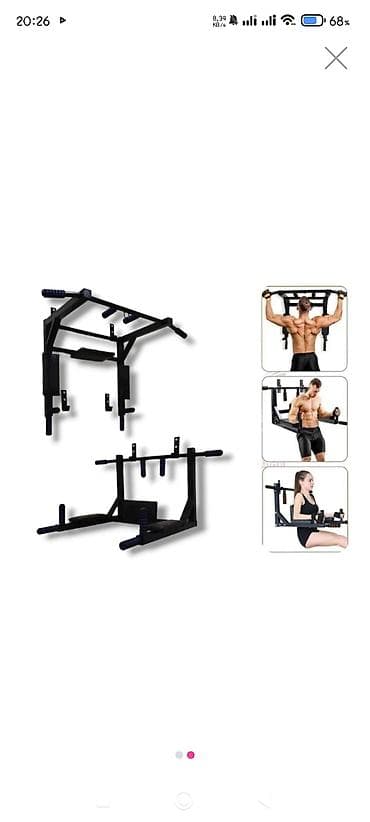 Turniklər və bruslar: Divar üçün çoxfunksiyalı turnik–press–dip qurğusu - 2-si 1-də — 1