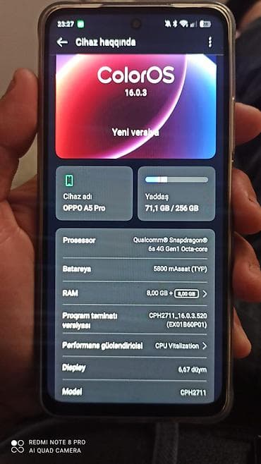 Oppo A5 Pro, 256 GB, rəng - Mavi, Sensor lalafo.az -da Oppo A5 Pro, 256 GB, rəng - Mavi, Sensor