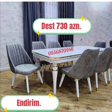 ders masaları: Qonaq otağı üçün, Yeni, Açılmayan, Dördbucaq masa, 6 stul — 27