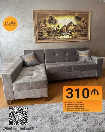 Ev üçün digər mebel: Künc divan, Açılan, Bazalı, Parça, Şəhərdaxili pulsuz çatdırılma — 1