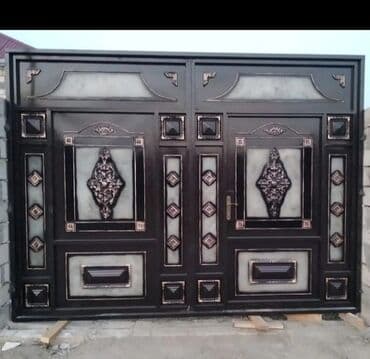 жер тошок: Железо Дворовые ворота, Распашные, 3 м, Механические, С дверью, цвет - Голубой, Нет кредита, Платная установка, Платная доставка — 22